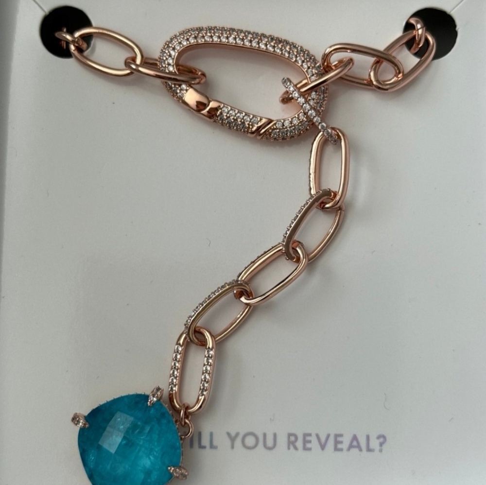 BP Rose Gold and Blue Necklace with Crystal Accents Your Heart Knows The Way